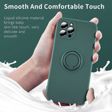 Husa protectie Flippy compatibila cu Apple iPhone 13 Liquid Silicone Ring cu suport rotativ Verde - vivimall.ro