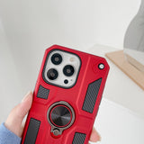 Husa protectie Flippy compatibila cu Apple iPhone 13 Mini Defender Model 5 cu suport prindere inel,Rosu - vivimall.ro