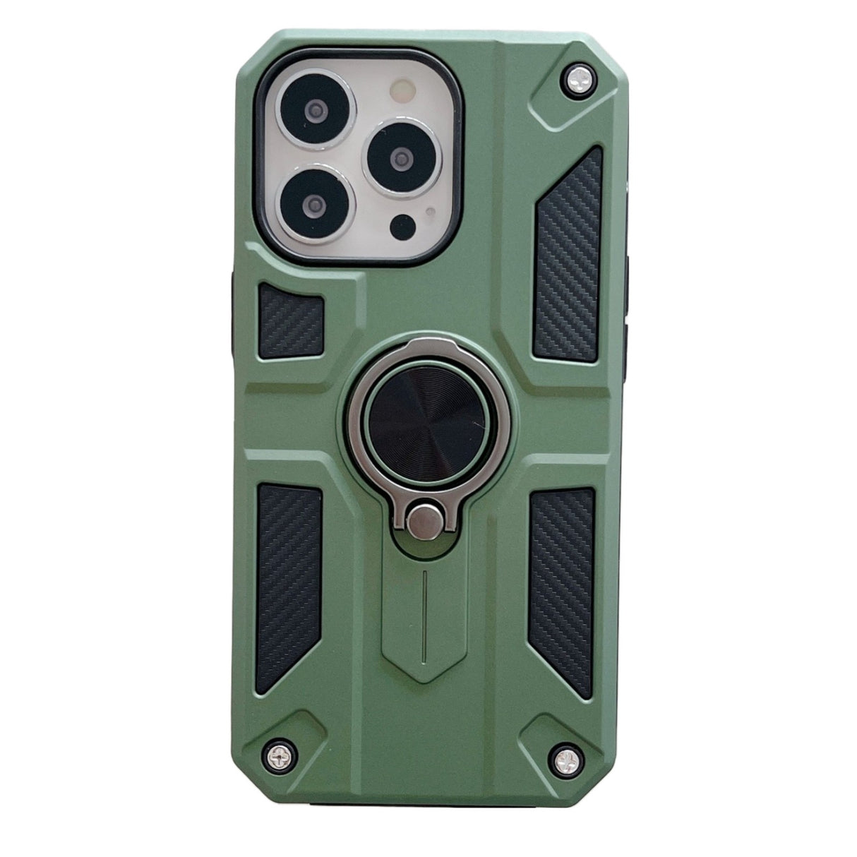 Husa protectie Flippy compatibila cu Apple iPhone 13 Mini Defender Model 5 cu suport prindere inel,Verde - vivimall.ro