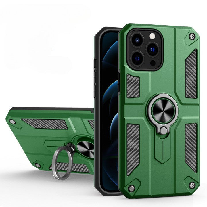 Husa protectie Flippy compatibila cu Apple iPhone 13 Pro Defender Model 5 cu suport prindere inel,Verde - vivimall.ro