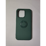 Husa protectie Flippy compatibila cu Apple iPhone 13 Pro Liquid Silicone Ring cu suport rotativ Verde - vivimall.ro