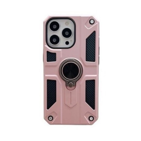 Husă iPhone 13 Pro Max Defender Model 5 Roz Auriu cu inel rotativ metalic 360°, vedere frontală