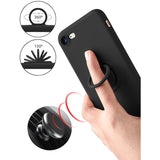 Husa protectie Flippy compatibila cu Apple iPhone 7/8/SE 2020 Liquid Silicone Ring cu suport rotativ Negru - vivimall.ro