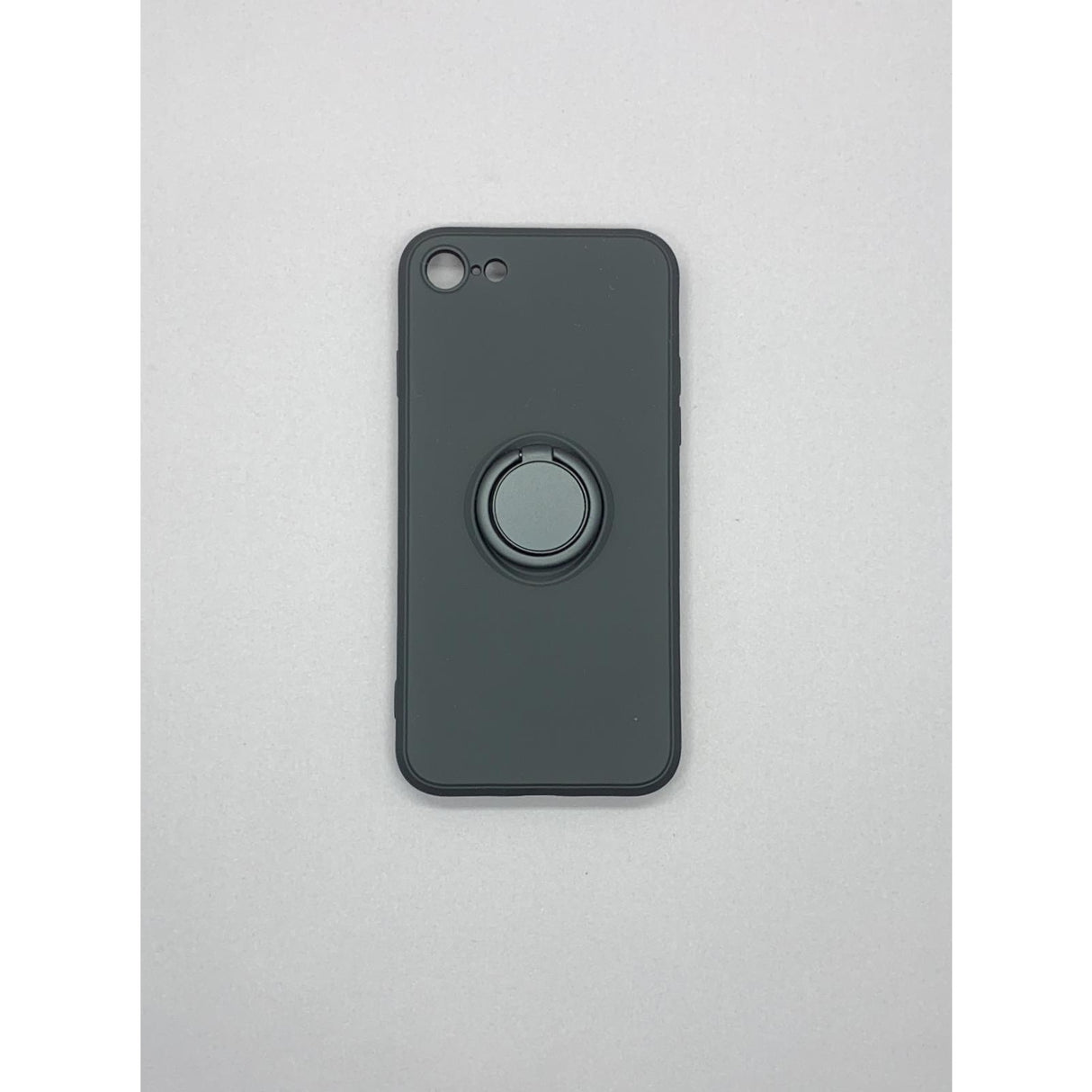 Husa protectie Flippy compatibila cu Apple iPhone 7/8/SE 2020 Liquid Silicone Ring cu suport rotativ Negru - vivimall.ro