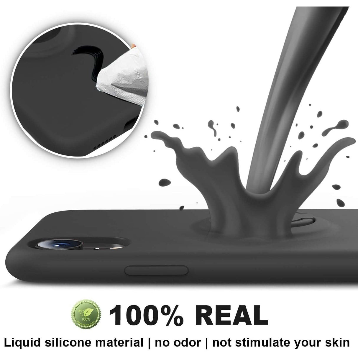 Husa protectie Flippy compatibila cu Apple iPhone XR Liquid Silicone Ring cu suport rotativ Negru - vivimall.ro