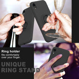 Husa protectie Flippy compatibila cu Apple iPhone XR Liquid Silicone Ring cu suport rotativ Negru - vivimall.ro