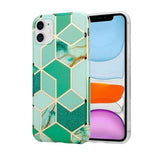 Husa protectie Flippy compatibila cu Huawei P Smart 2021 Soft IMD TPU Marble Geometric Verde - vivimall.ro