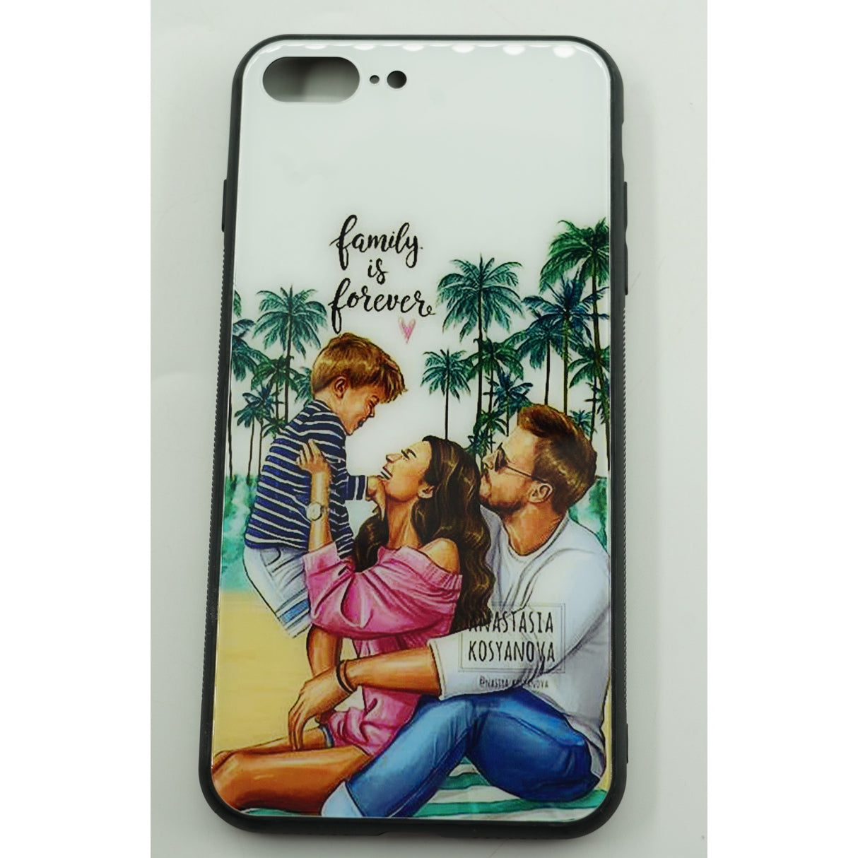 Husa protectie Flippy compatibila cu Huawei P30 Lite Glass print Family is Forever Multicolor - vivimall.ro