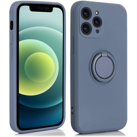 Husă Huawei P30 Lite din silicon lichid albastru deschis cu inel rotativ 360°, vedere frontală