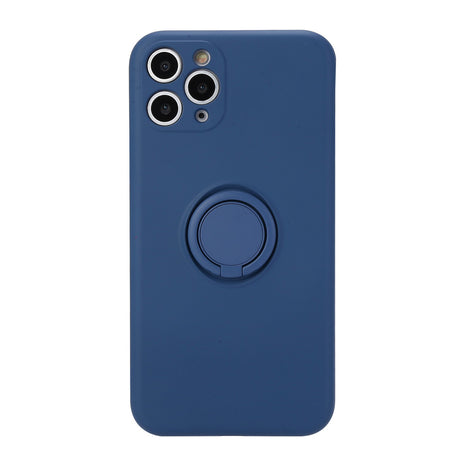 Husă Huawei P30 Lite din silicon lichid albastru cu inel rotativ 360°, vedere frontală