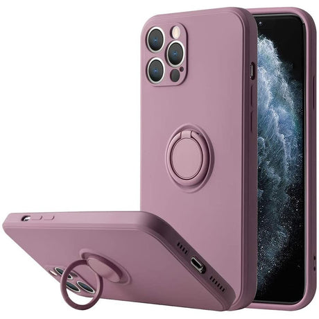 Husă silicon lichid mov pentru Huawei P30 Lite, detaliu inel rotativ metalic