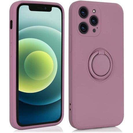 Husă Huawei P30 Lite din silicon lichid mov cu inel rotativ 360°, vedere frontală