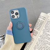 Husa protectie Flippy compatibila cu Huawei P40 Lite Liquid Silicone Ring cu suport rotativ Albastru - vivimall.ro