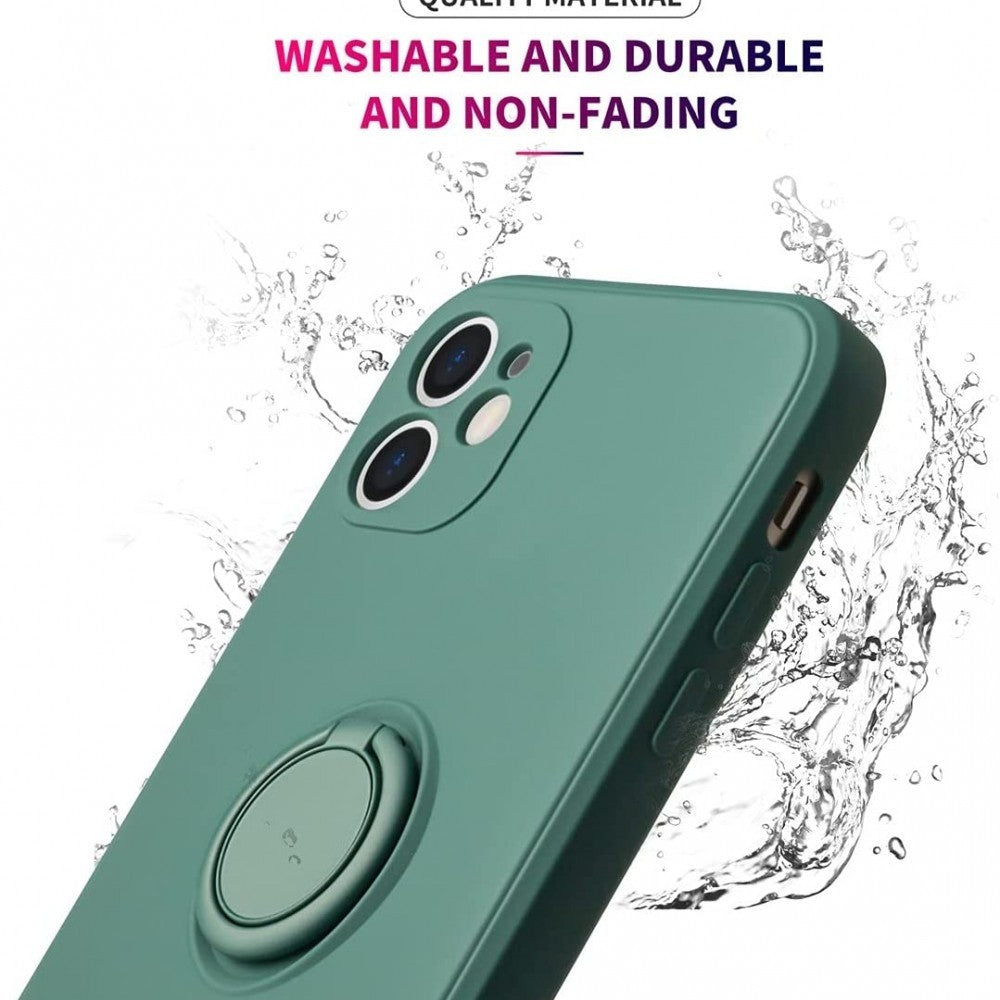 Husa protectie Flippy compatibila cu Samsung A02 S Liquid Silicone Ring cu suport rotativ Verde - vivimall.ro