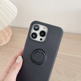 Husa protectie Flippy compatibila cu Samsung A32 5G Liquid Silicone Ring cu suport rotativ Negru - vivimall.ro