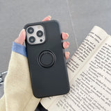 Husa protectie Flippy compatibila cu Samsung A51 4G Liquid Silicone Ring cu suport rotativ Negru - vivimall.ro