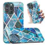 Husa protectie Flippy compatibila cu Samsung Galaxy A12 Soft IMD TPU Marble Geometric Albastru - vivimall.ro