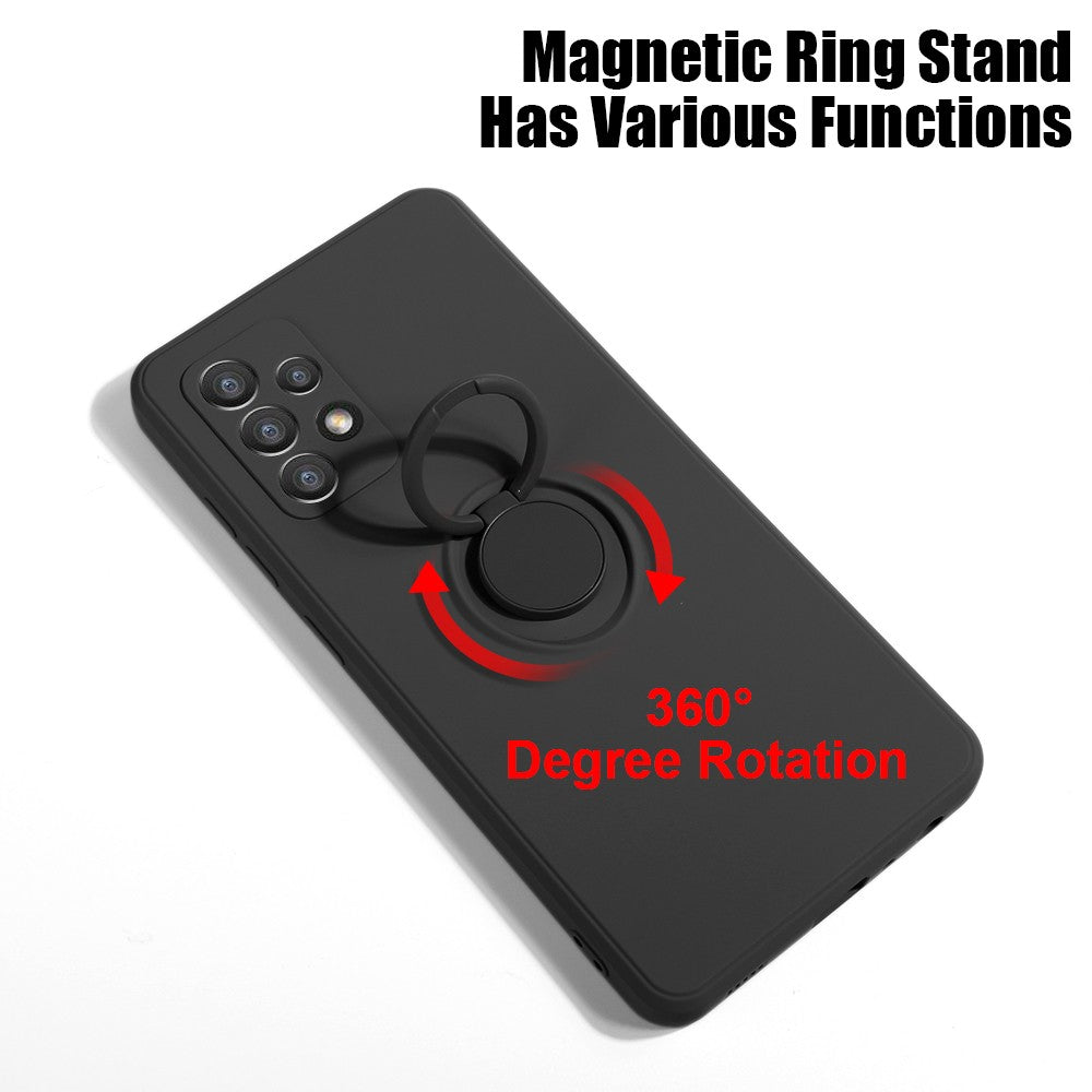 Husa protectie Flippy compatibila cu Samsung Galaxy A32 5G Liquid Silicone Ring cu suport rotativ Negru - vivimall.ro