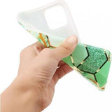 Husa protectie Flippy compatibila cu Samsung Galaxy A52 Soft IMD TPU Marble Geometric Verde - vivimall.ro