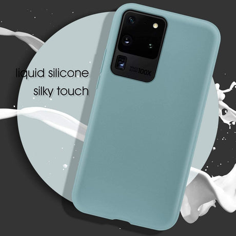 Husa protectie Flippy compatibila cu Samsung S20 Ultra Liquid Silicone Case Verde - vivimall.ro