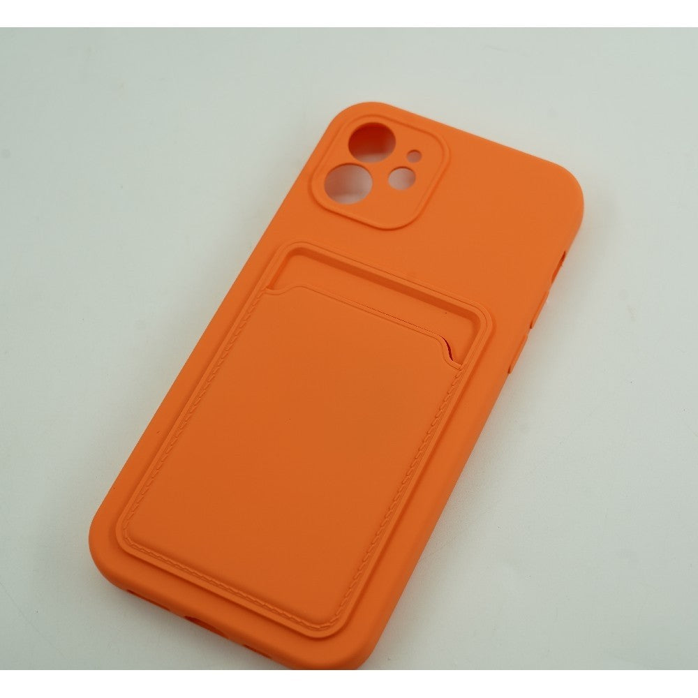 Husa protectie Flippy cu suport card compatibila cu Apple iPhone 12 Portocaliu - vivimall.ro