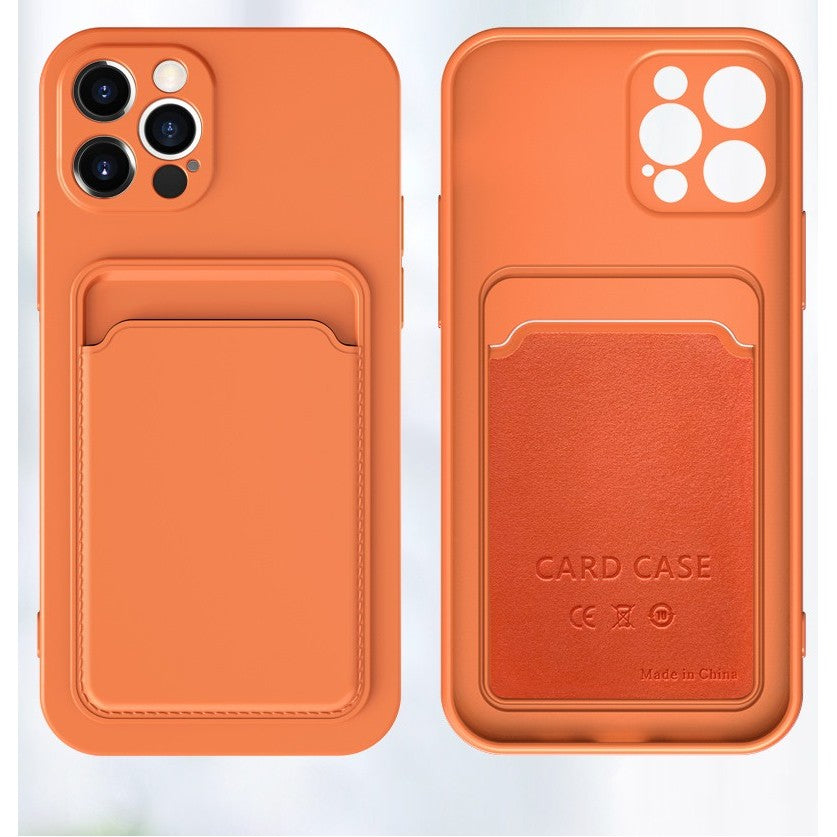 Husa protectie Flippy cu suport card compatibila cu Apple iPhone 13 Mini Portocaliu - vivimall.ro