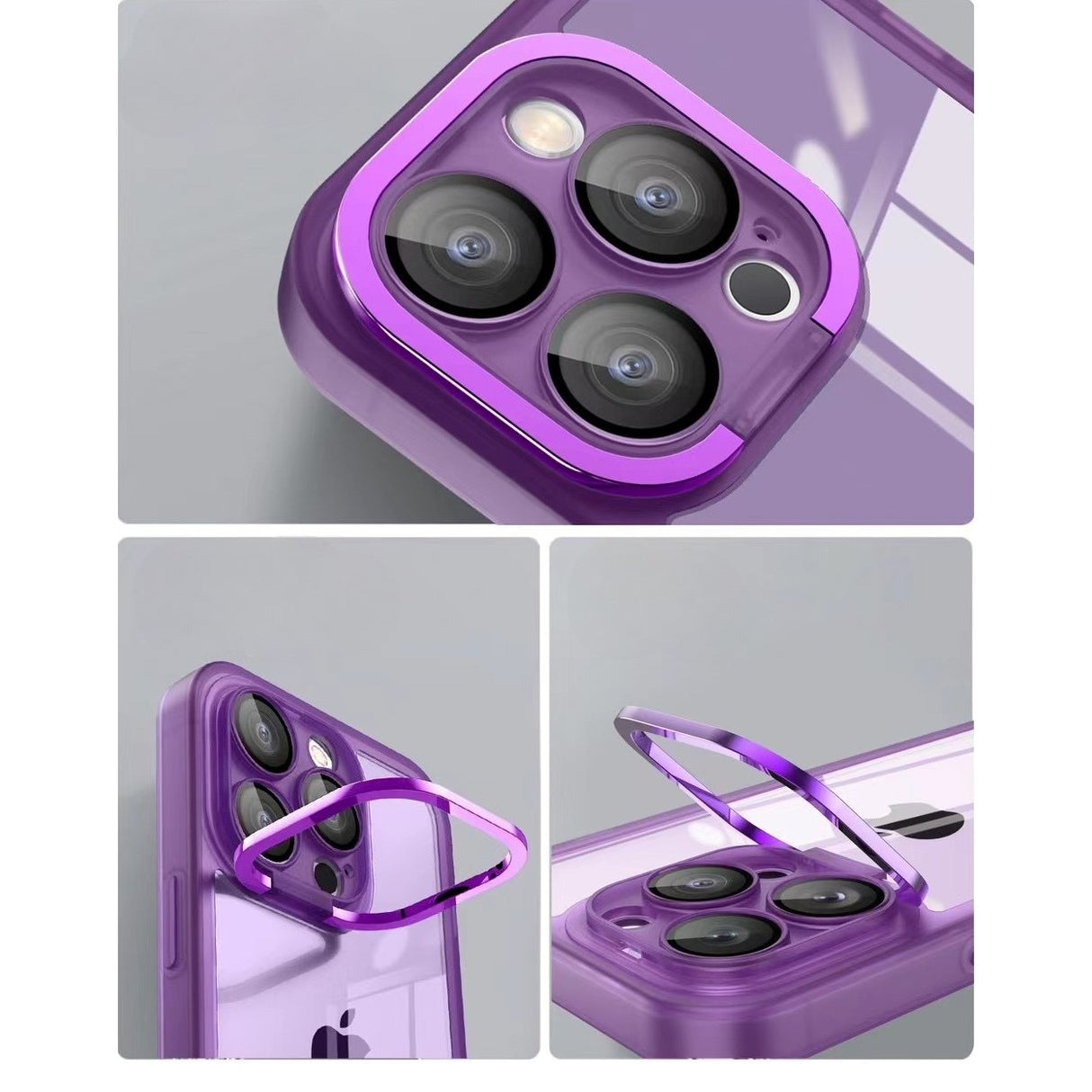 Husa protectie Flippy pentru Apple iPhone 12 Pro Electroplated cu  suport pentru camera, 1.5 mm grosime, protectie camera, Mov - vivimall.ro