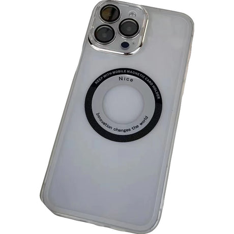 Husă MagSafe TPU transparentă pentru iPhone 13 cu decupaj logo Apple, vedere frontală și spate