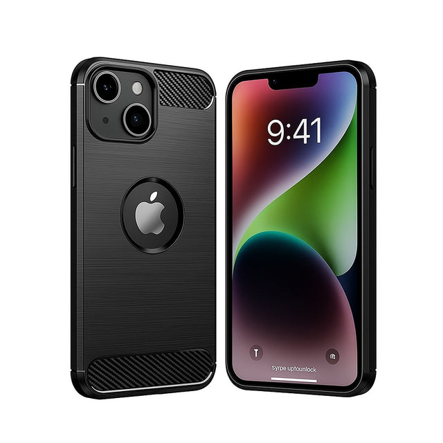 Husa Protectie, Vivimall, compatibila Apple iPhone 14 Plus, Carcasa TPU Carbon, 1.5 mm, Negru - vivimall.ro