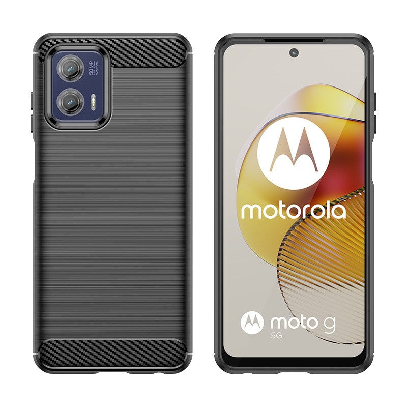 Husa de Protectie pentru Motorola Moto G13 / G23, Flippy, Protectie 360, din TPU cu element de Carbon, Anti Alunecare, 1.8 mm, Negru - vivimall.ro