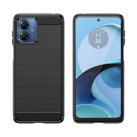 Husa de Protectie pentru Motorola Moto G14, Vivimall, Protectie 360, din TPU cu element de Carbon, Anti Alunecare, 1.8 mm, Negru - vivimall.ro