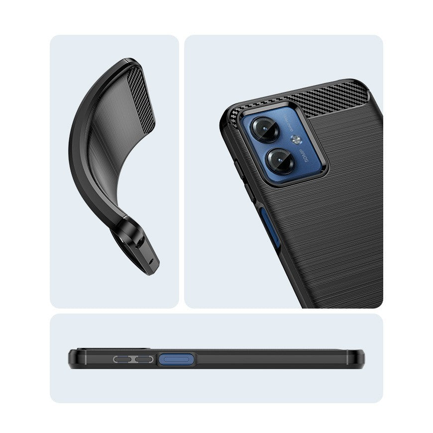 Husa de Protectie pentru Motorola Moto G14, Vivimall, Protectie 360, din TPU cu element de Carbon, Anti Alunecare, 1.8 mm, Negru - vivimall.ro