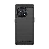 Husa Protectie pentru OnePlus 11, Vivimall, din Silicon TPU Moale, Textura Periat, Anti Cadere, cu Element Carbon, Negru - vivimall.ro