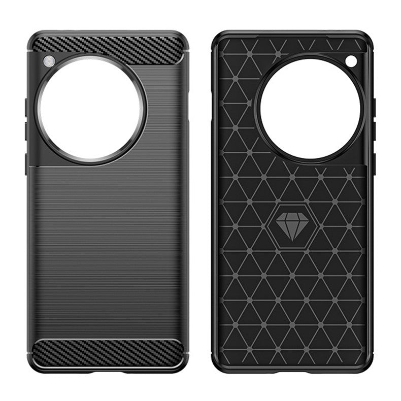 Husa de Protectie pentru OnePlus 12, Vivimall, Protectie 360, din TPU cu element de Carbon, Anti Alunecare, 1.8 mm, Negru - vivimall.ro