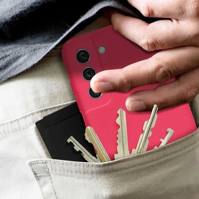 Husa protectie Flippy pentru Samsung S21 FE Liquid Silicone Fuchsia/Roz - vivimall.ro