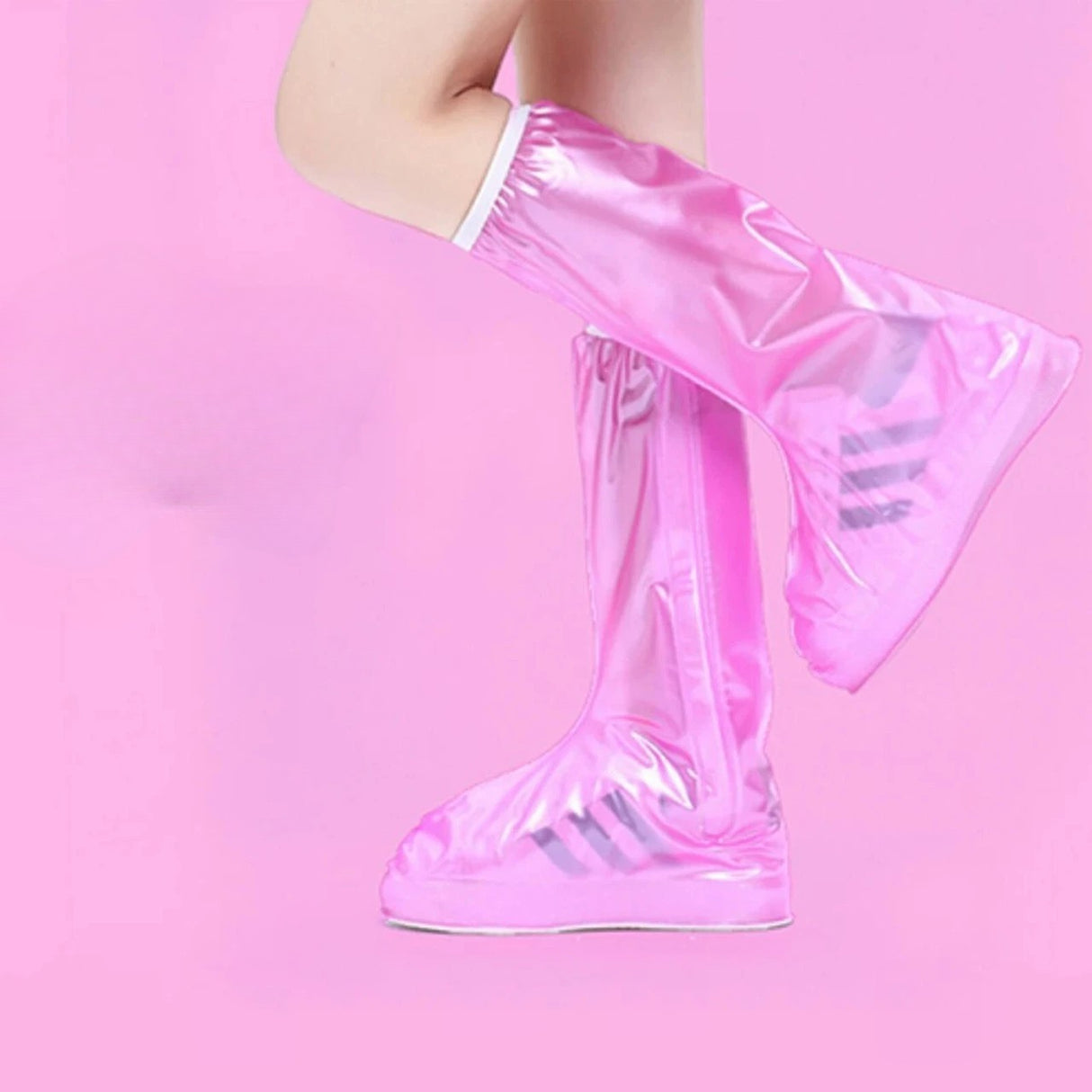 Protectie Incaltaminte pentru Ploaie si Noroi, Flippy, Impermeabila, Talpa Antiderapanta, cu Fermoar si Capsa, Inaltime 40 cm, Marime M 36-37, Roz - vivimall.ro