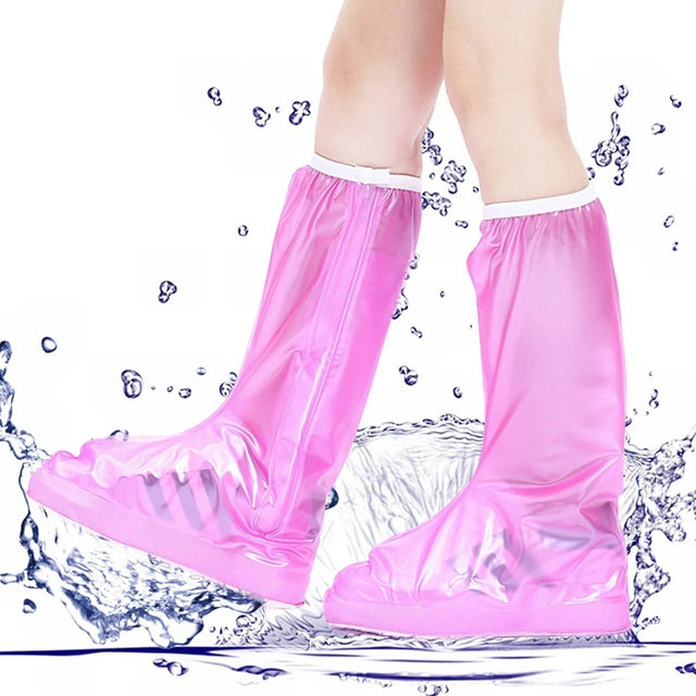 Protectie Incaltaminte pentru Ploaie si Noroi, Flippy, Impermeabila, Talpa Antiderapanta, cu Fermoar si Capsa, Inaltime 40 cm, Marime L 38-39, Roz - vivimall.ro