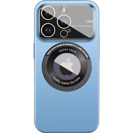 Husă MagSafe Kathy Tech Dual Ring pentru iPhone 13, culoare albastru deschis, vedere frontală cu inele magnetice vizibile