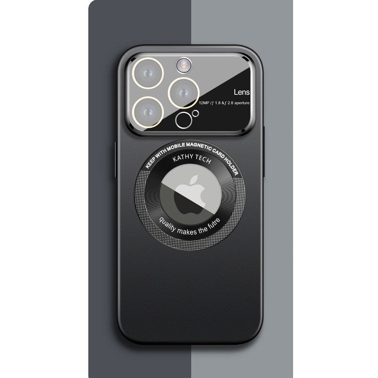 Husa protectie MagSafe Kathy Tech, Flippy, pentru Apple iPhone 14 Pro, Dublu Cerc, Negru - vivimall.ro