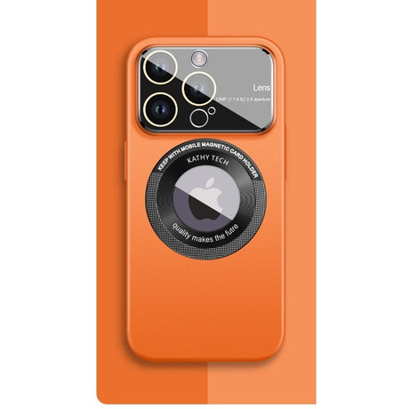 Husa protectie MagSafe Kathy Tech, Vivimall, pentru Apple iPhone 14 Pro Max, Dublu Cerc, Portocaliu - vivimall.ro