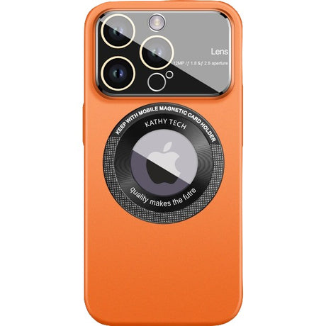 Husa protectie MagSafe Kathy Tech, Vivimall, pentru Apple iPhone 14 Pro Max, Dublu Cerc, Portocaliu - vivimall.ro