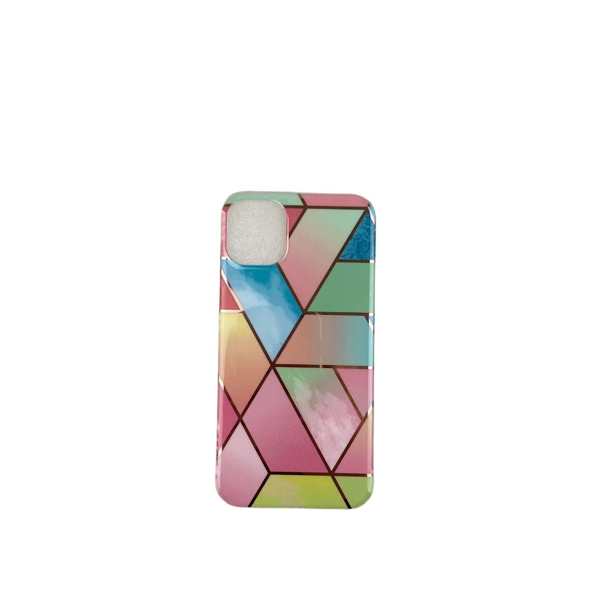 Husa protectie pentru Apple iPhone 11 Pro Soft IMD TPU Marble Geometric Roz - vivimall.ro