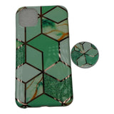 Husa protectie pentru Apple iPhone 11Pro Max Soft IMD TPU Marble Geometric Verde Suport inclus - vivimall.ro