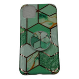 Husa protectie pentru Apple iPhone 11Pro Soft IMD TPU Marble Geometric Verde Suport inclus - vivimall.ro