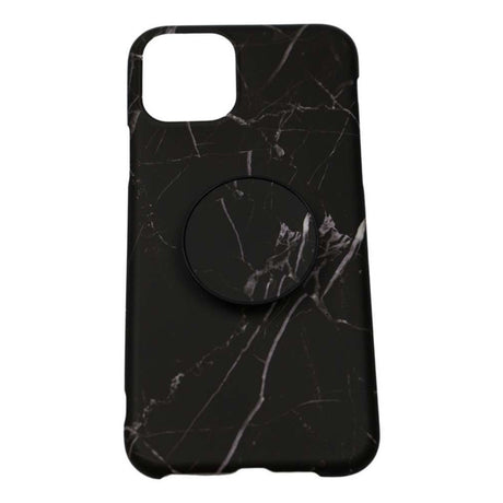 Husa protectie pentru Apple iPhone SE 2020 Soft IMD TPU Marble Negru Suport inclus - vivimall.ro
