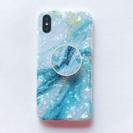 Husa protectie pentru Apple iPhone X/XS Soft IMD TPU Marble Albastru cu Suport inclus - vivimall.ro