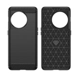 Husa Protectie pentru OnePlus 11, Vivimall, din Silicon TPU Moale, Textura Periat, Anti Cadere, cu Element Carbon, Negru - vivimall.ro