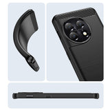 Husa Protectie pentru OnePlus 11, Vivimall, din Silicon TPU Moale, Textura Periat, Anti Cadere, cu Element Carbon, Negru - vivimall.ro