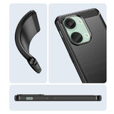 Husa Protectie pentru OnePlus Nord 3, Vivimall, din Silicon TPU Moale, Textura Periat, Anti Cadere, cu Element Carbon, Negru - vivimall.ro