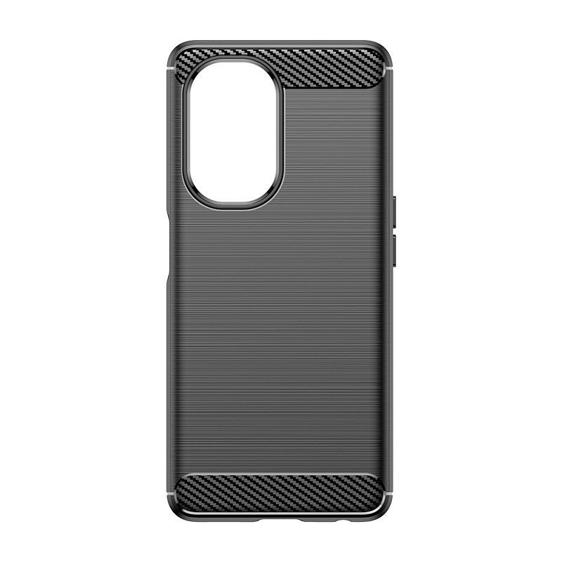 Husa Protectie pentru OnePlus Nord CE3 Lite, Vivimall, din Silicon TPU Moale, Textura Periat, Anti Cadere, cu Element Carbon, Negru - vivimall.ro